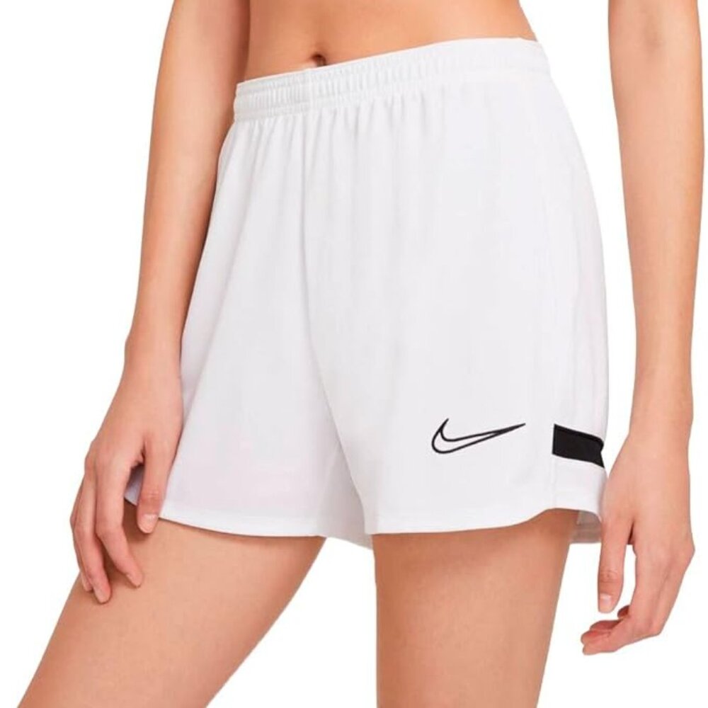 Nike White Athletic Shorts with Black Swoosh